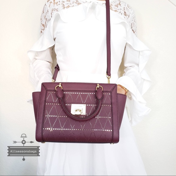NWT Michael Kors Tina Small messenger plum satchel - Picture 5 of 8